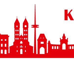 Skyline von Koblenz mit Schriftzug