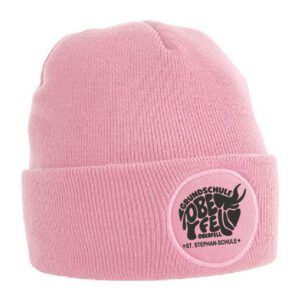 Mütze / Beanie Beechfield DUSKY PINK Druck SCHWARZ – GS Oberfell