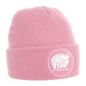 Mütze / Beanie Beechfield DUSKY PINK Druck WEISS – GS Oberfell