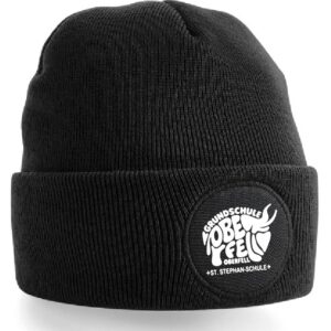 Mütze / Beanie Beechfield BLACK Druck WEISS – GS Oberfell
