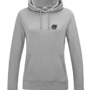 Hoodie JustHoods Ladies‘ STORM GREY / Druck SCHWARZ – GS Oberfell