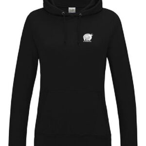 Hoodie JustHoods Ladies‘ BLACK / Druck WEISS – GS Oberfell