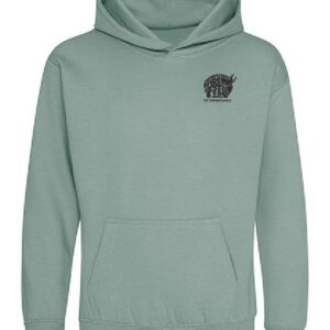 Hoodie JustHoods Kids DUSTY GREEN / Druck SCHWARZ – GS Oberfell
