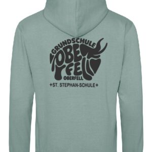 Hoodie JustHoods Kids DUSTY GREEN / Druck SCHWARZ – GS Oberfell