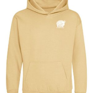 Hoodie JustHoods Kids DESERT SAND / Druck WEISS – GS Oberfell