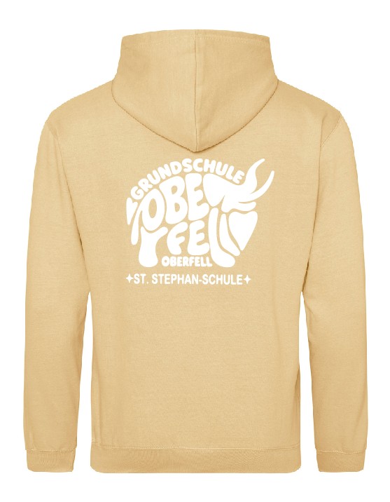 Hoodie JustHoods Kids DESERT SAND / Druck WEISS - GS Oberfell – Bild 2