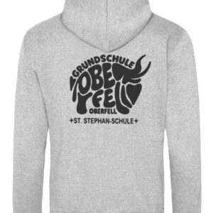 Zoodie/Kapuzenjacke JustHoods Kids HEATHER GREY / Druck SCHWARZ – GS Oberfell