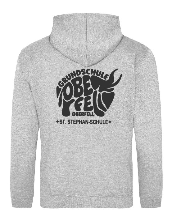 Zoodie/Kapuzenjacke JustHoods Kids HEATHER GREY / Druck SCHWARZ - GS Oberfell – Bild 2