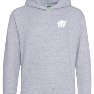 Hoodie JustHoods HEATHER GREY / Druck WEISS – GS Oberfell