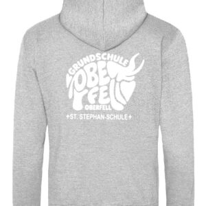 Zoodie/Kapuzenjacke JustHoods Kids HEATHER GREY / Druck WEISS – GS Oberfell