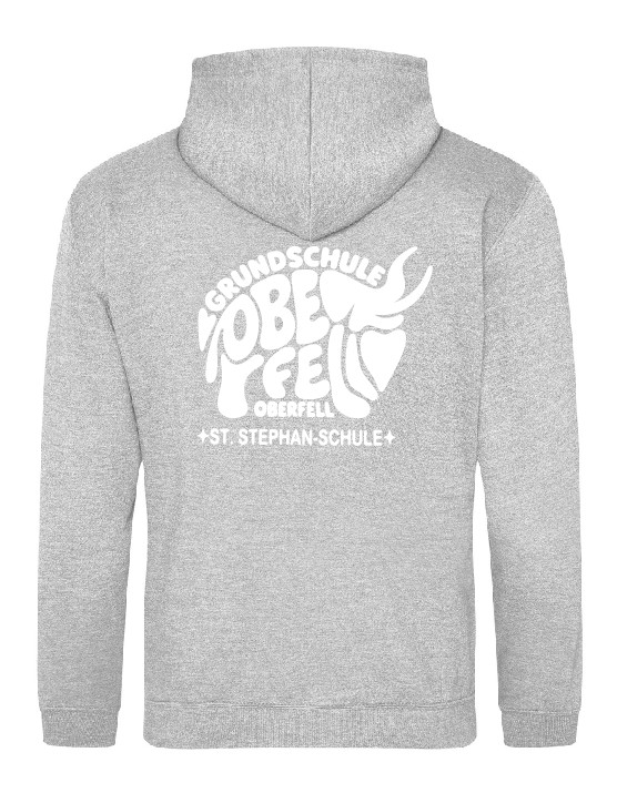 Hoodie JustHoods Ladies' HEATHER GREY / Druck WEISS - GS Oberfell – Bild 2