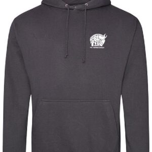 Hoodie JustHoods STORM GREY / Druck WEISS – GS Oberfell