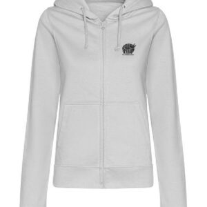 Zoodie JustHoods Ladies‘ HEATHER GREY / Druck SCHWARZ – GS Oberfell