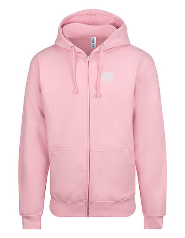 Zoodie/Kapuzenjacke JustHoods Kids BABY PINK / Druck WEISS - GS Oberfell