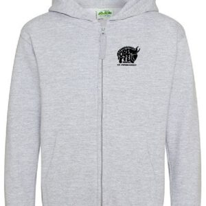 Zoodie/Kapuzenjacke JustHoods Kids HEATHER GREY / Druck SCHWARZ – GS Oberfell