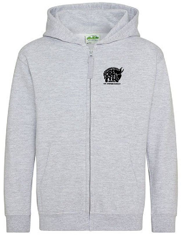 Zoodie/Kapuzenjacke JustHoods Kids HEATHER GREY / Druck SCHWARZ - GS Oberfell