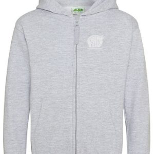 Zoodie/Kapuzenjacke JustHoods Kids HEATHER GREY / Druck WEISS – GS Oberfell