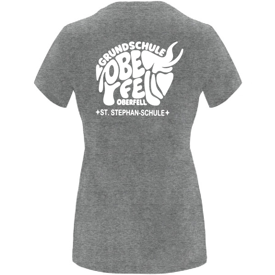 T-Shirt Roly Ladies' HEATHER GREY / Druck WEISS - GS Oberfell – Bild 2